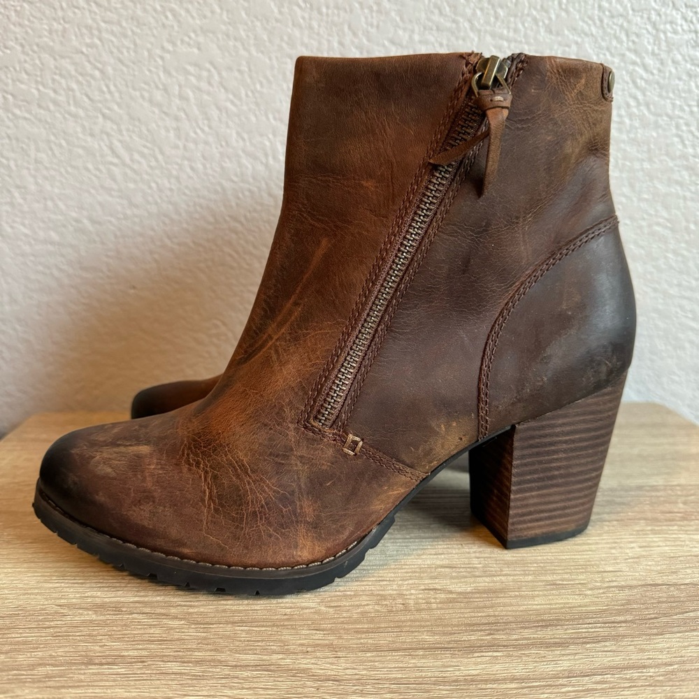 Clarks Indigo Womens Mission Alfa Brown Oiled Leather Ankle Boots Size 9.5 M